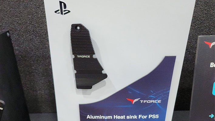 Teamgroup T-Force AL1 heatsink on the side of a PS5 console.