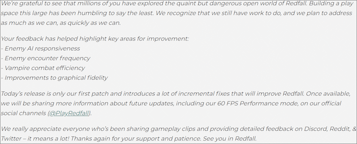 Redfall 60FPS Patch, When Will Redfall Get a 60FPS Patch? - News