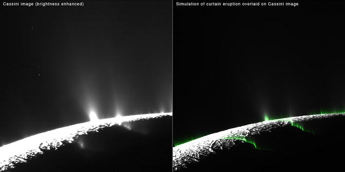 image from cassini of enceladus eruptions