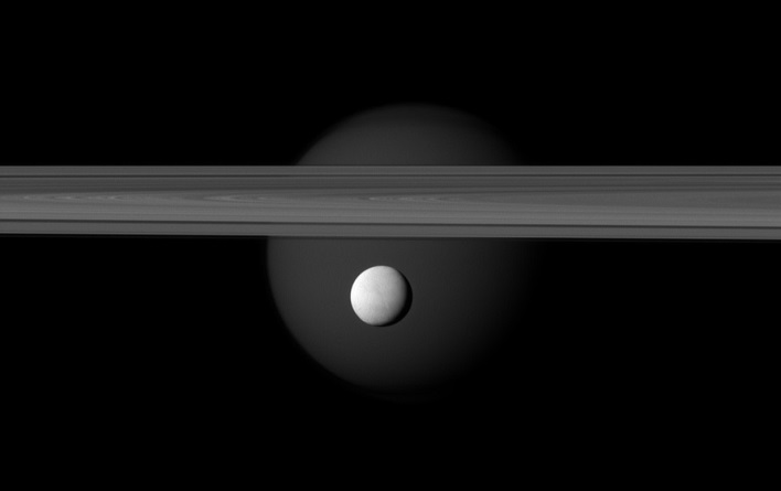 saturn with moon enceladus