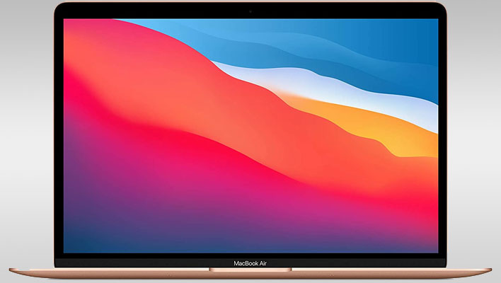 Apple MacBook Air 13 on a gray gradient background.