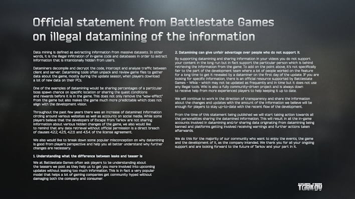 Escape from Tarkov server update news delivered by Battlestate