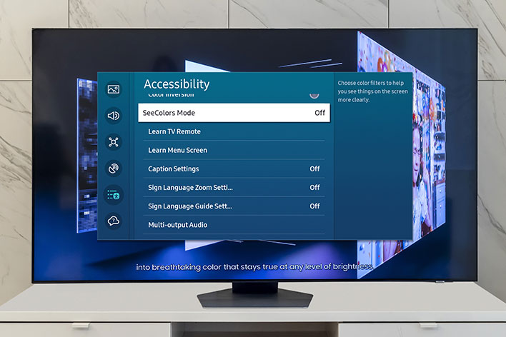 Samsung display showing the SeeColors menu option.