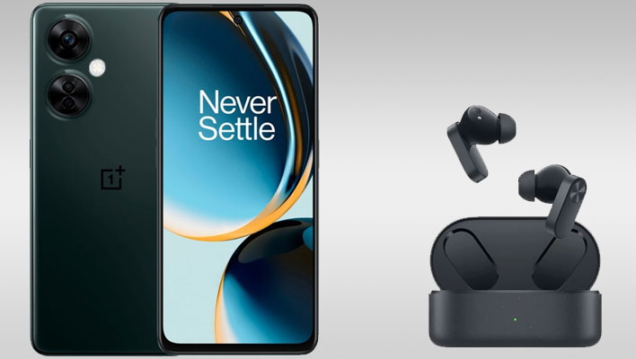 OnePlus Nord N30 5G and Nord Buds 2 on a gray gradient background.