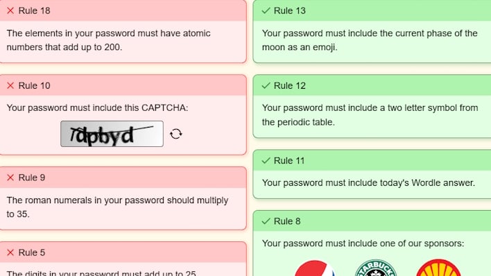 This fun free game is all about silly password rules