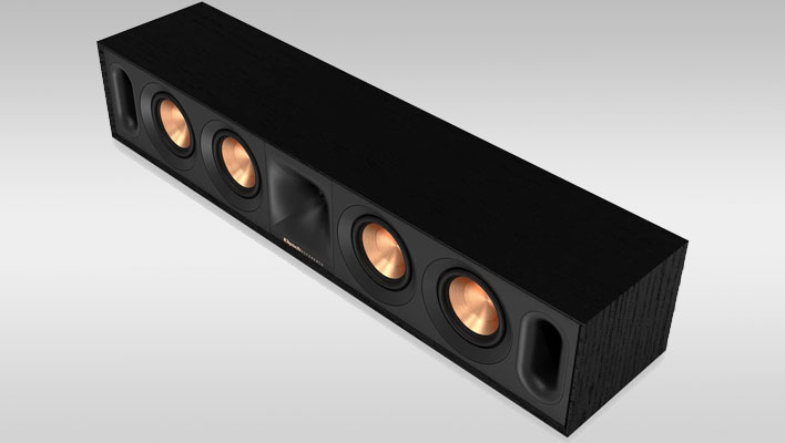 Klipsch Reference R-30C center speaker on a gray gradient background.