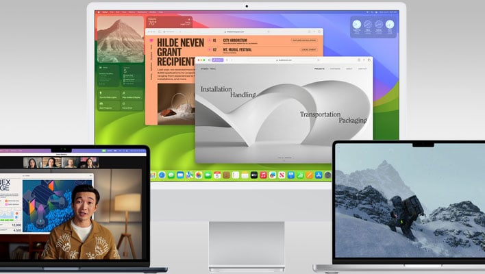 Apple iMac, MacBook Pro, and MacBook Air on a gray gradient background.