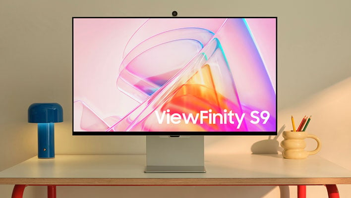 Samsung's ViewFinity S9 monitor on a desk.