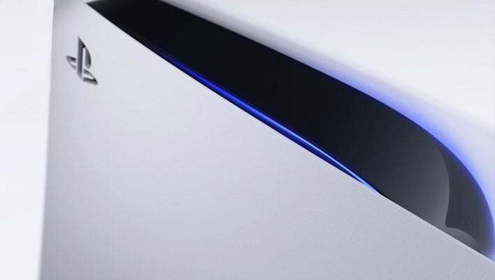 Closeup of the top of a PlayStation 5 console.