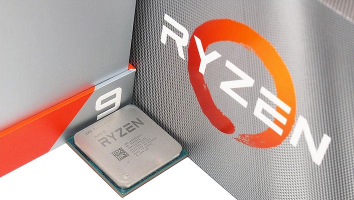 AMD Ryzen 9 3950X CPU in front of its retail box.
