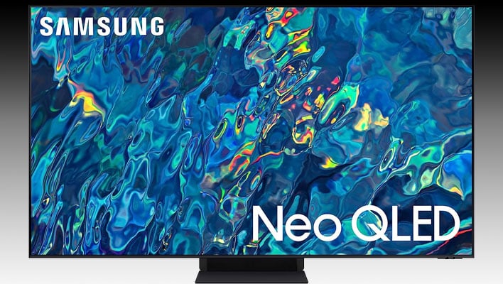 Samsung QN95B TV on a black and gray gradient background.