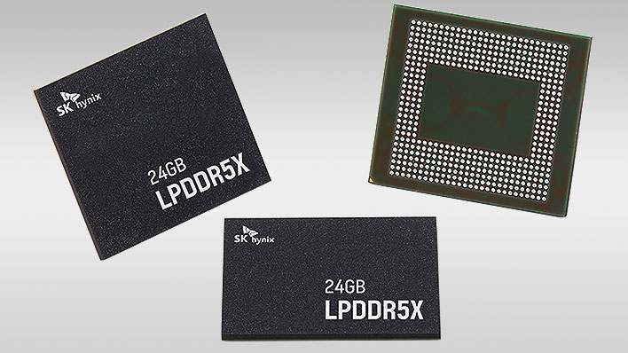SK hynix 24GB LPDDR5X memory chips on a gray gradient background.