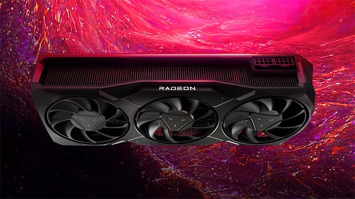 Radeon RX 7900 GRE on a red plasma background.