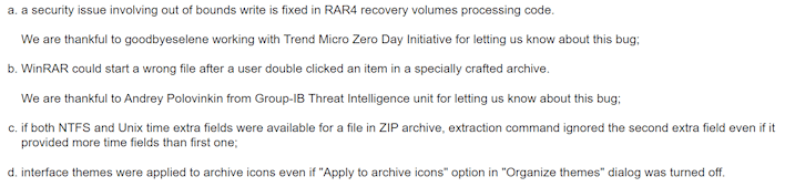 winrar patch notes