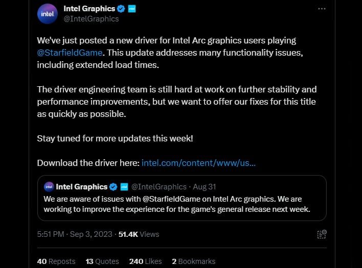 Intel Arc GPU Owners Trying To Play Starfield Need To Download This ...
