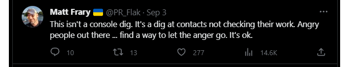 mattfrary followup starfield ps5 tweet