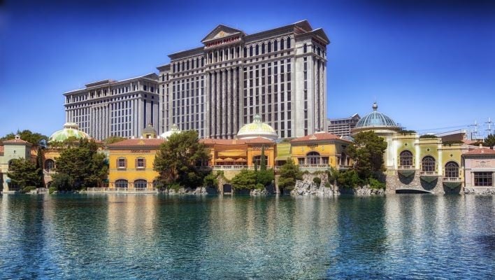Caesars Palace from across the water.