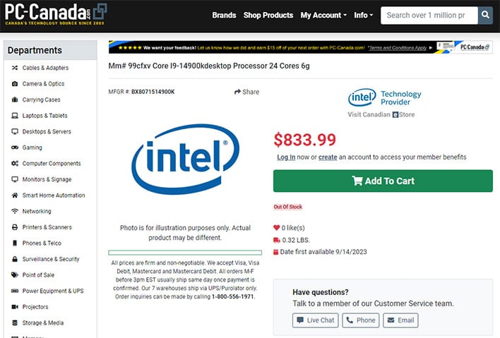 Intel Raptor Lake Refresh appears at another Canadian retailer