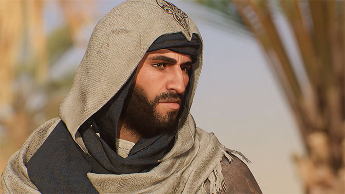 Side portrait shot of Basim in Assassin's Creed Mirage.