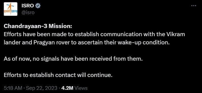 isro tweet chandrayaan 3 mission