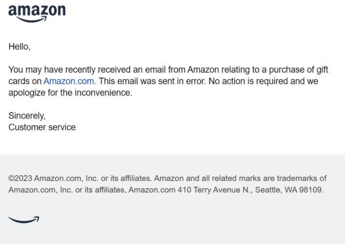 Amazon gift store card email