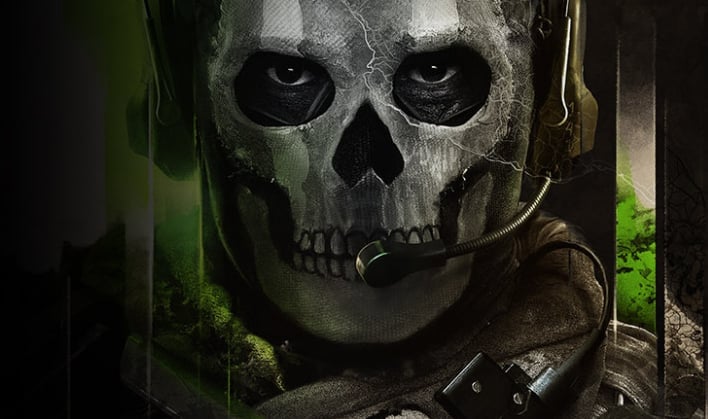 Closeup of a Call of Duty character.