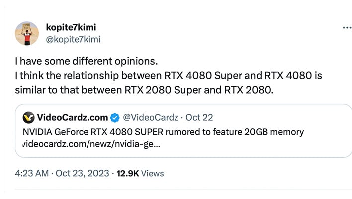 Rumors swirl of an Nvidia GeForce RTX 4080 Super with 20GB RAM