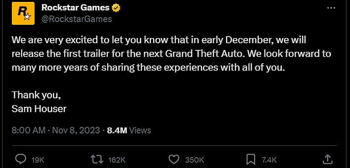 GTA 6 trailer release date confirmed for December by Rockstar Games