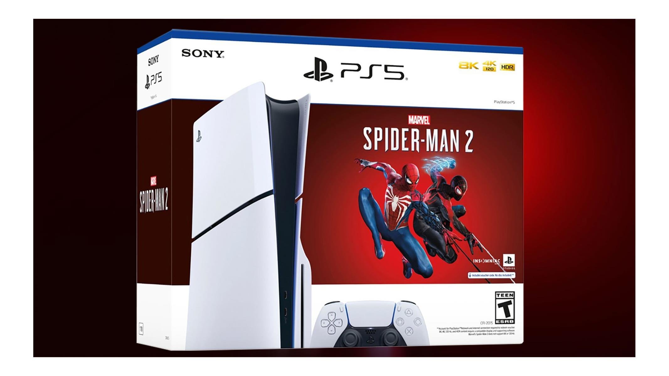 PlayStation 5 Slim Edition Bundle w/Spider-Man 2 Game & Charging