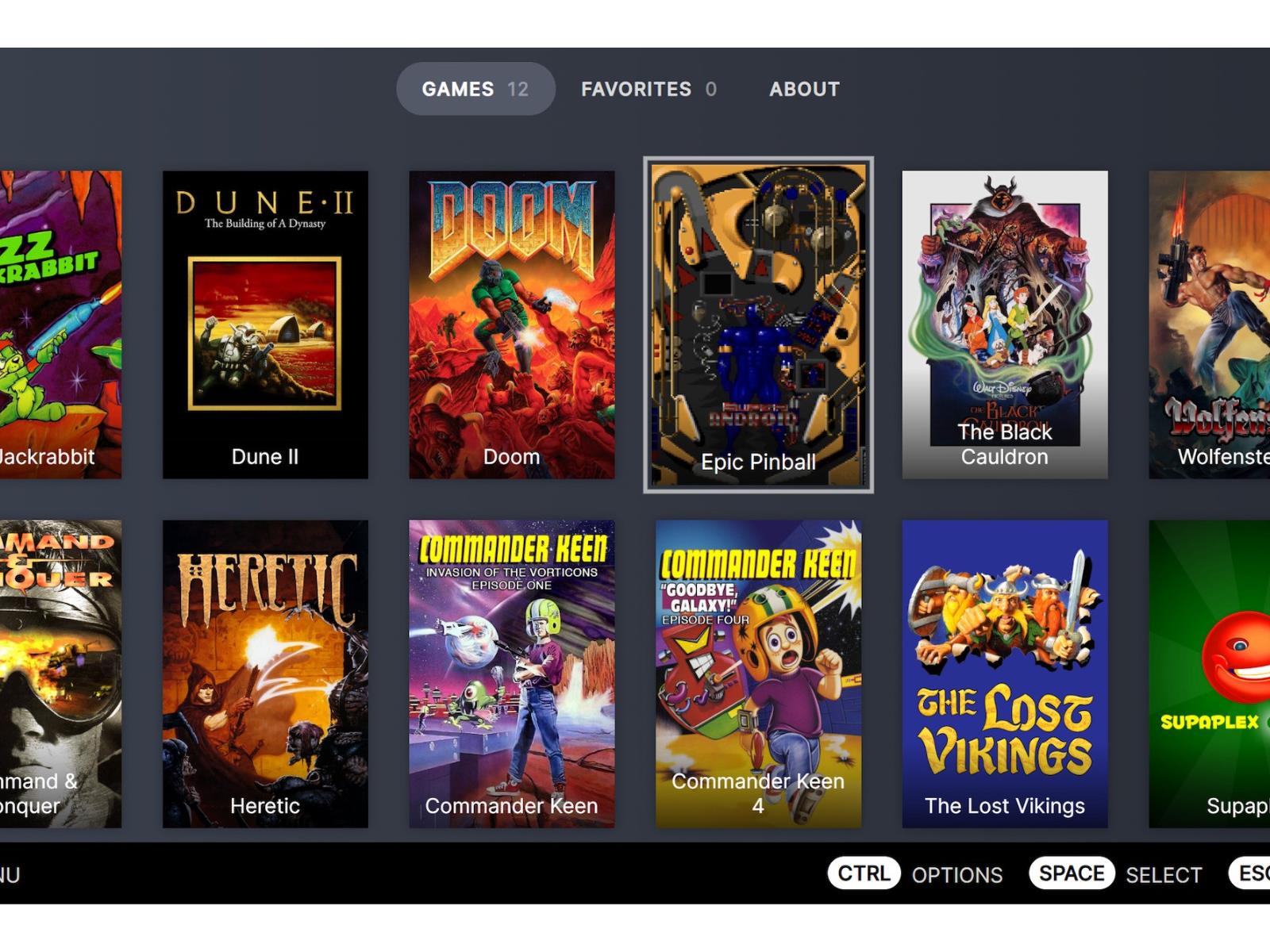 DOS_deck offers free, all-timer DOS games in a browser, with