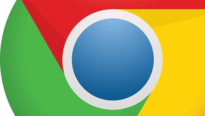 Closeup of Google's Chrome browser logo.