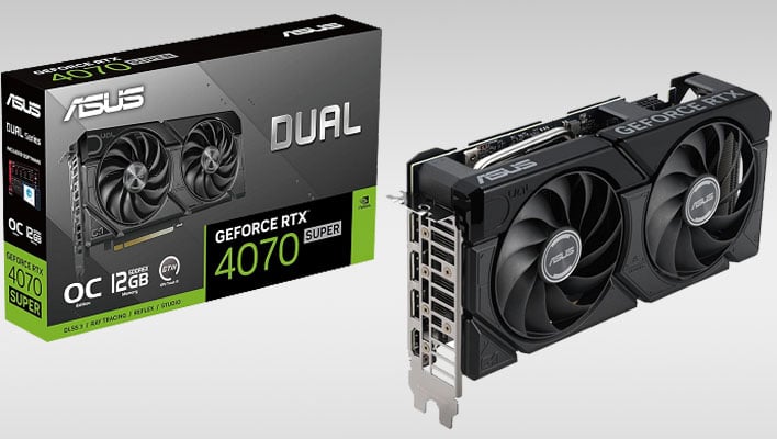Retail box and card render of the ASUS GeForce RTX 4070 Super