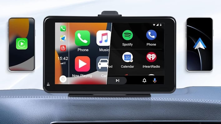 get android auto apple carplay with dash mount display hud unit
