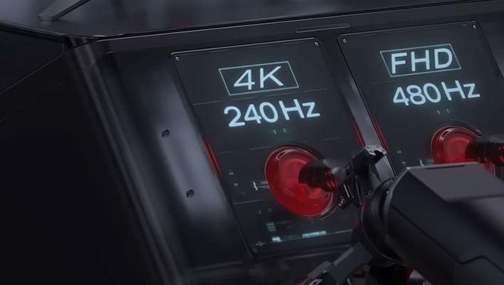 Side-by-side buttons for 4K at 240Hz and FHD at 480Hz.