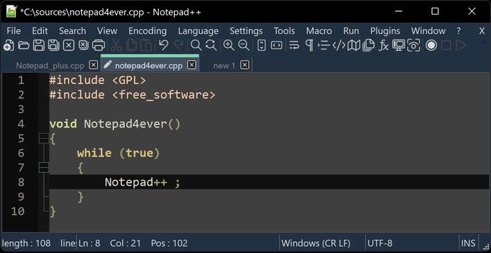 notepadplusplus wordpad has been removed in Windows but there are alternatives