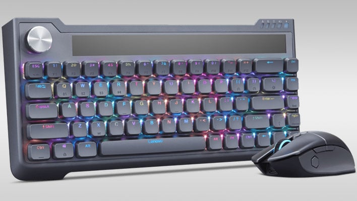 Lenovo Mechanical Energy Harvest Combo (keyboard and mouse) on a gray gradient background.