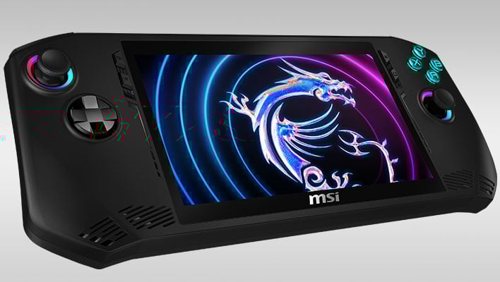 msi claw gaming handheld angled