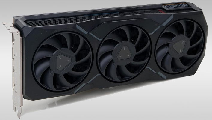 Radeon RX 7900 XT graphics card on a gray gradient background.