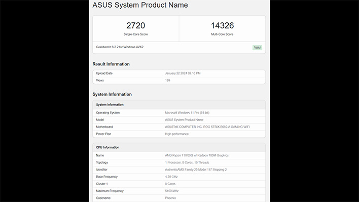 AmdRyzen8700gGeekbenchBenchmark