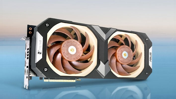 ASUS GeForce RTX 4080 Super Noctua Edition graphics card on a blue background.