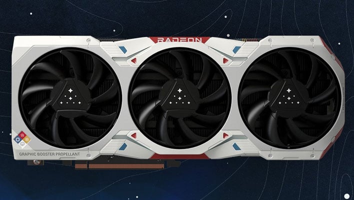 Starfield-themed Radeon RX 7900 XTX on a space-themed background.