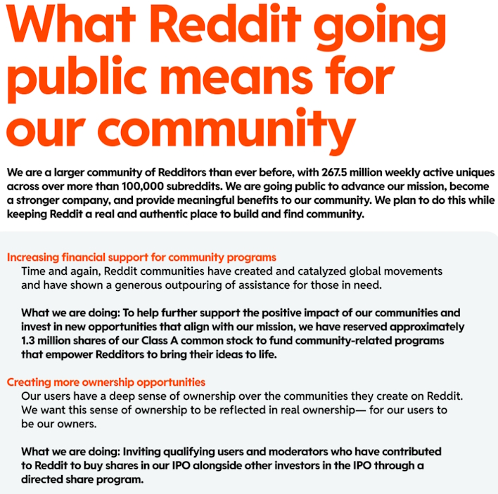 public, ce qui signifie que Reddit devient public avec une touche d'introduction en bourse