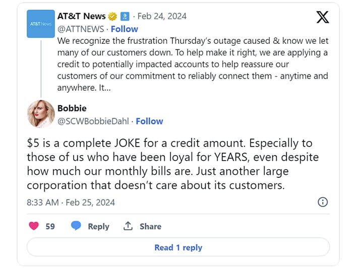 att outage response tweets