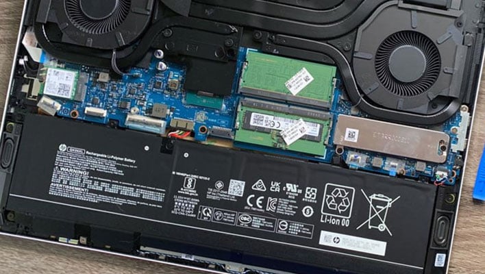 Inside view of the HP Omen Transcend 16 gaming laptop.