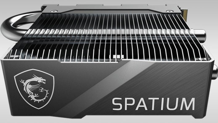MSI Spatium M580 Frozr SSD on a gray gradient background.