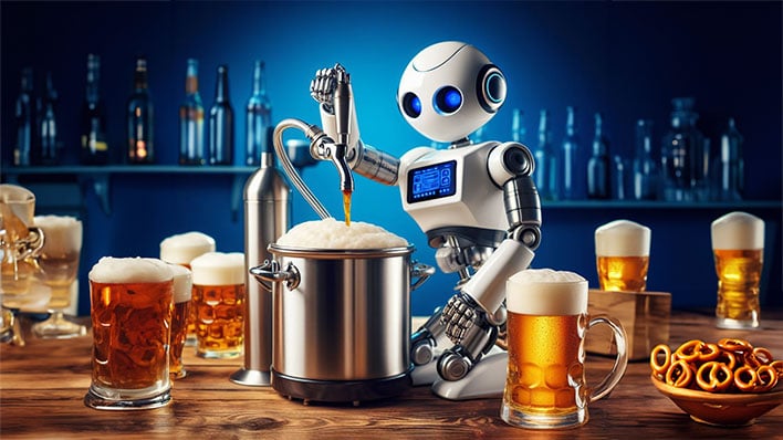 A robot bartender brewing a beer.