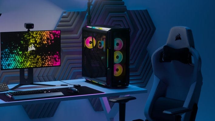 Corsair Vengeance i8200 iCue Link Edition gaming PC on a desk.