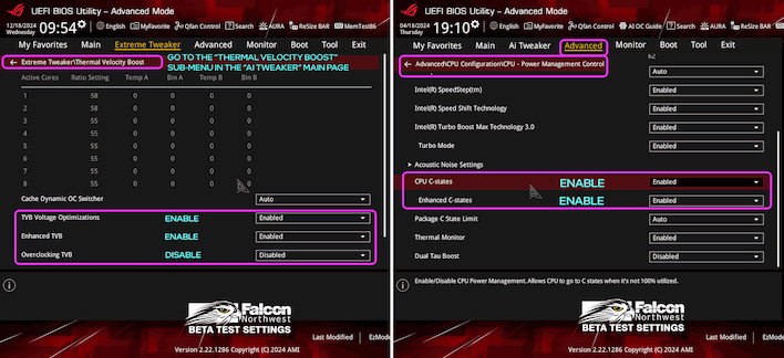 falcon nw settings guidance 2