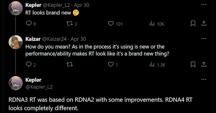 kepler l2 tweet rdna4 raytracing
