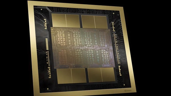 Angled render of NVIDIA's Blackwell GPU.